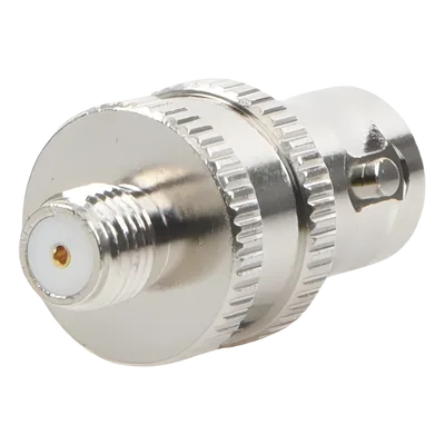 Adaptador RF Coaxial / BNC Hembra a SMA Hembra / Montaje en Línea / Cuerpo Niquelado / Contacto Oro / Aislante Teflón