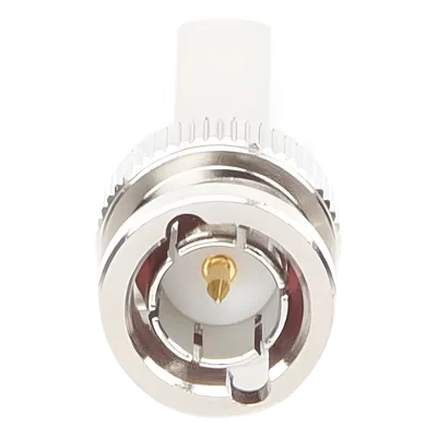 Conector BNC Macho / Ensamble Roscable / RG-59/U / 75 Ohm / 14 mm x 37.6 mm / Níquel-Oro-Delrin