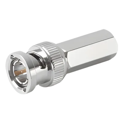 Conector BNC Macho / Ensamble Roscable / RG-59/U / 75 Ohm / 14 mm x 37.6 mm / Níquel-Oro-Delrin
