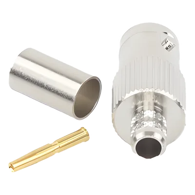 Conector BNC Hembra / 75 Ohm / Anillo Plegable / RG-59/U / Níquel-Oro-Delrin / 28.80 mm