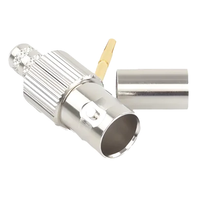 Conector BNC Hembra / 75 Ohm / Anillo Plegable / RG-59/U / Níquel-Oro-Delrin / 28.80 mm