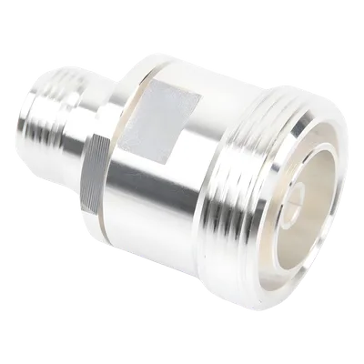 Adaptador en Línea / DIN 7-16 Hembra a N Hembra / Cuerpo de Bronce Plateado / Aislante de Teflón
