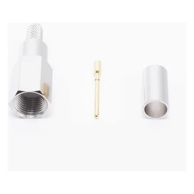 Conector Coaxial FME Macho / Anillo Plegable / Cable RG-58/U / Cuerpo Níquel / Contacto Oro / Aislante Teflón