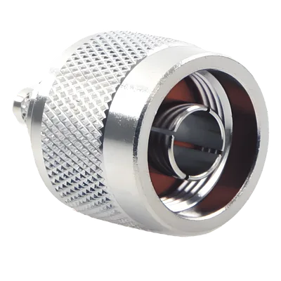 Conector Coaxial N Macho / Anillo Plegable / Cable RG-142/U / Frecuencia 11 GHz / Cuerpo Bronce Niquelado / Contacto Oro / Aislante Teflón