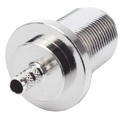 Conector RF Coaxial / N Hembra Hermético / Montaje Frontal Panel 2D Plano / Anillo Plegable RG-58/U / Cuerpo Bronce Niquelado / Contacto Oro / Aislante Teflón