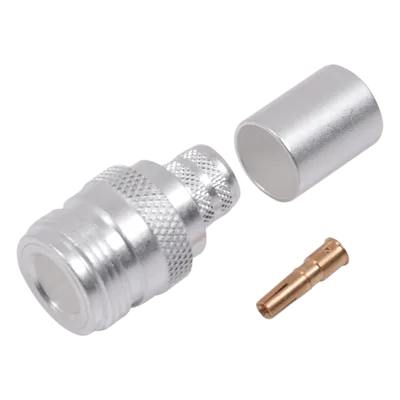 Conector Coaxial N Hembra / Anillo Plegable / 50 Ohmios / Cables LMR-400, RG8/U / Contacto Oro 24k / Aislamiento Teflón
