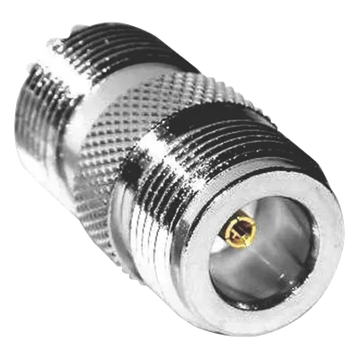Adaptador Coaxial en Línea / N Hembra a UHF Hembra (SO-239) / Cuerpo Bronce Plateado / Contacto Oro / Aislante Teflón