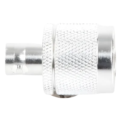 Adaptador de Conector RF / N Macho a BNC Hembra / Montaje en Línea / Cuerpo Bronce Plateado / Contacto Oro / Aislante Teflón