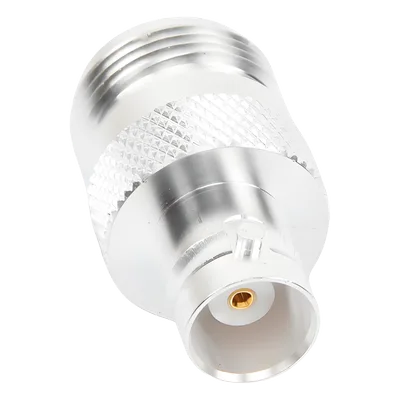 Adaptador Coaxial en Línea / N Hembra a BNC Hembra / Cuerpo Bronce Plateado / Contacto Oro / Aislante Teflón