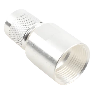 Conector Coaxial TNC Macho / 50 Ohm / Rosca / Para Cable LMR-400 y Equivalentes / Cuerpo Bronce Plateado / Contacto Oro / Aislante Teflón