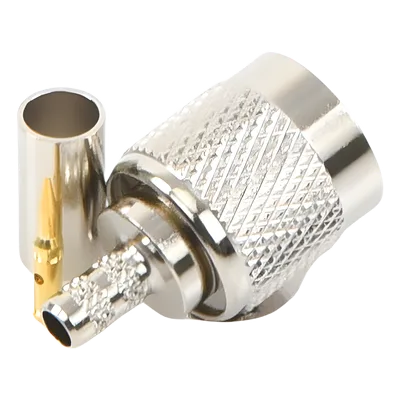 Conector Coaxial TNC Macho / Anillo Plegable / Cables RG-58/U y LMR-195 / Cuerpo Níquel / Contacto Oro / Aislante Delrin