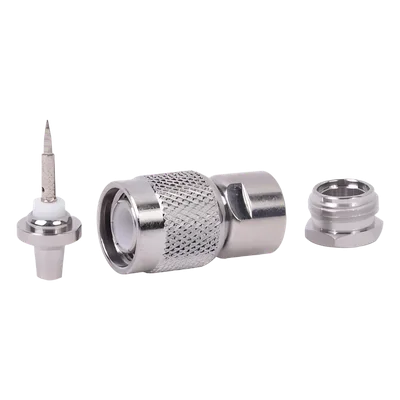 Conector RF TNC Macho / Rosca / Cable RG-58/U Grupo C / Cuerpo Bronce Niquelado / Contacto Plateado / Aislante Delrin