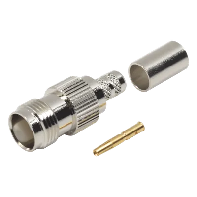 Conector RF Coaxial / TNC Hembra / Anillo Plegable / Cables RG-8/X, LMR-240 / Níquel-Oro-Delrin