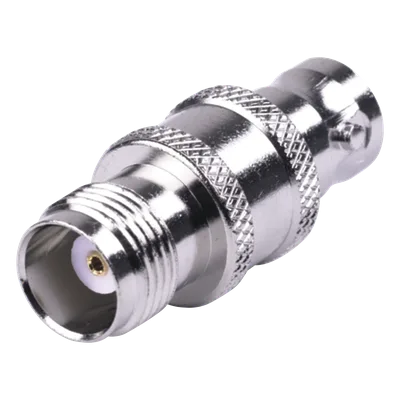 Adaptador Coaxial RF / TNC Hembra a BNC Hembra / Montaje en Línea / Cuerpo Bronce Niquelado / Contacto Oro / Aislante Teflón