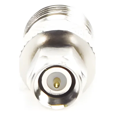 Adaptador de RF / Conector TNC Hembra a SMA Macho / Montaje en Línea / Cuerpo Bronce Niquelado / Contacto Oro / Aislante Teflón