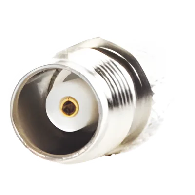Adaptador de RF / Conector TNC Hembra a SMA Macho / Montaje en Línea / Cuerpo Bronce Niquelado / Contacto Oro / Aislante Teflón