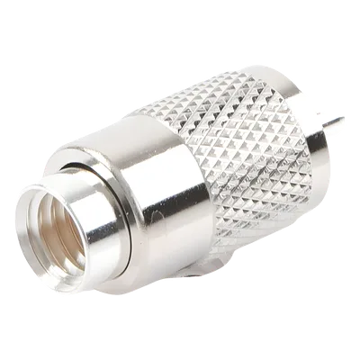 Conector Coaxial UHF Macho / PL-259 / Ensamble Roscado-Soldable / Para Cables RG-8/U, RG-213, RG-214, LMR-400, Belden 9913 / Cuerpo Bronce Plateado / Concha Níquelada