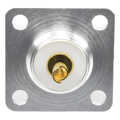 Conector RF Hembra / UHF SO-239 / Montaje Chasis 4 Hoyos / Terminal Soldable / Aislante Teflón