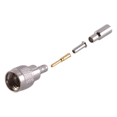 Conector Mini UHF Macho / Anillo Plegable / Bronce Niquelado / Contacto Oro / Teflón / RG-174/U, Belden 8216