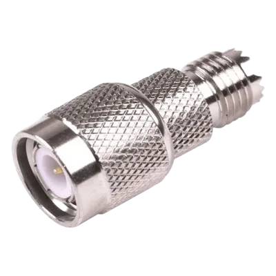 Adaptador en Línea / Mini-UHF Hembra a TNC Macho / Bronce Niquelado / Contacto Oro / Aislante Teflón