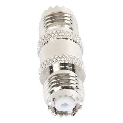 Adaptador Barril RF / Mini-UHF Hembra a Mini-UHF Hembra / Montaje en Línea / Cuerpo Bronce Niquelado / Contacto Oro / Aislante Teflón
