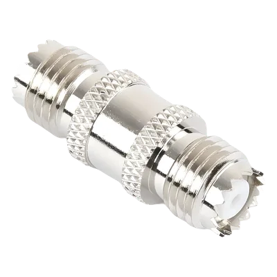 Adaptador Barril RF / Mini-UHF Hembra a Mini-UHF Hembra / Montaje en Línea / Cuerpo Bronce Niquelado / Contacto Oro / Aislante Teflón