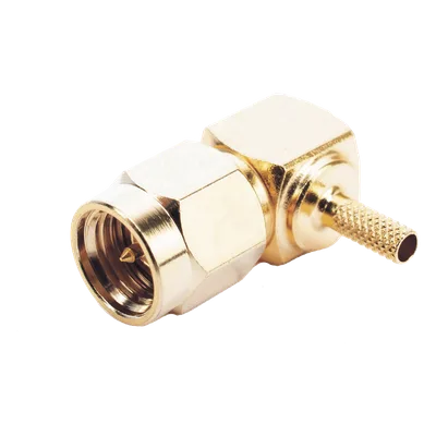 Conector SMA Macho en Ángulo Recto Para RG-174/U, Grupo B, Oro/ Oro/ Teflón.