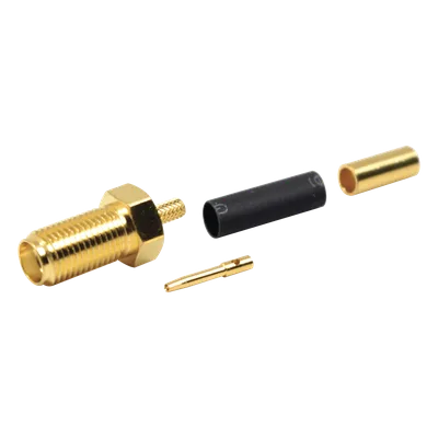 Conector SMA Hembra / Anillo Plegable / Cuerpo Bronce / Contacto Oro / Teflón / RG-174/U, Belden 8216