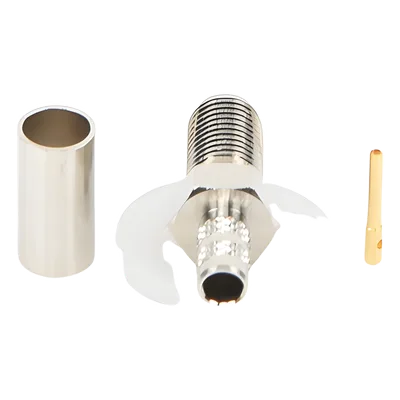 Conector Coaxial SMA Hembra / Anillo Plegable / Para Cable RG-58/U / Cuerpo Bronce Niquelado / Contacto Oro / Aislante Teflón