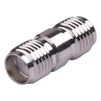 Adaptador Barril RF / Conector SMA Hembra a SMA Hembra / Montaje en Línea / Cuerpo Bronce Niquelado / Contacto Oro / Aislante Teflón