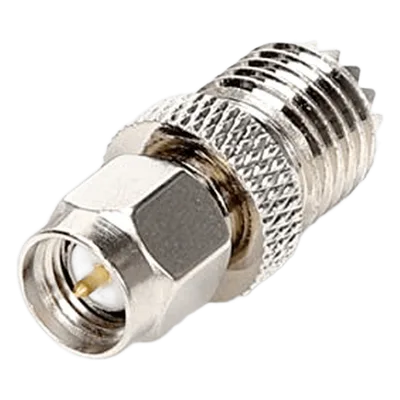 Adaptador en Línea / SMA Macho a Mini-UHF Hembra / Bronce Niquelado / Contacto Oro / Aislante Teflón