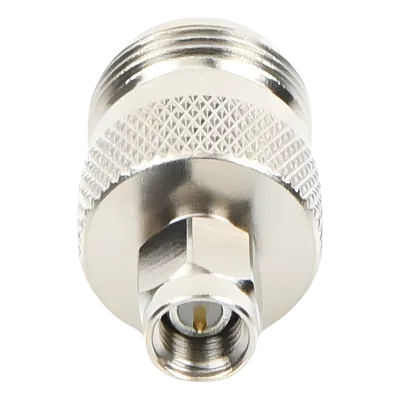 Adaptador RF Coaxial / SMA Macho a N Hembra / En Línea / Cuerpo Bronce Niquelado / Contacto Oro / Aislante Teflón