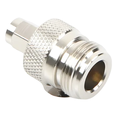 Adaptador RF Coaxial / SMA Macho a N Hembra / En Línea / Cuerpo Bronce Niquelado / Contacto Oro / Aislante Teflón