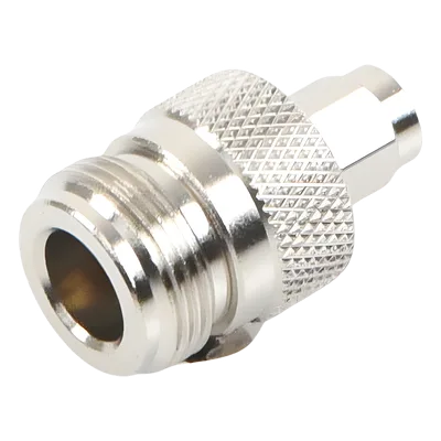 Adaptador RF Coaxial / SMA Macho a N Hembra / En Línea / Cuerpo Bronce Niquelado / Contacto Oro / Aislante Teflón