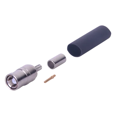 Conector Coaxial SMB Macho / Anillo Plegable / Contacto Hembra / Cables RG-174/U, 8216 / Cuerpo Niquelado / Aislante Teflón