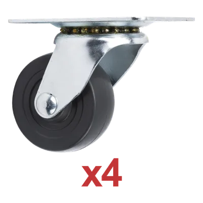Kit de Ruedas Locas para Racks / 2.5 in (6.35 cm) / Carga 125 lb por Rueda / Base 3 7/8 x 2 3/4 in (9.8 x 7 cm) / Altura 3.25 in (8.25 cm)