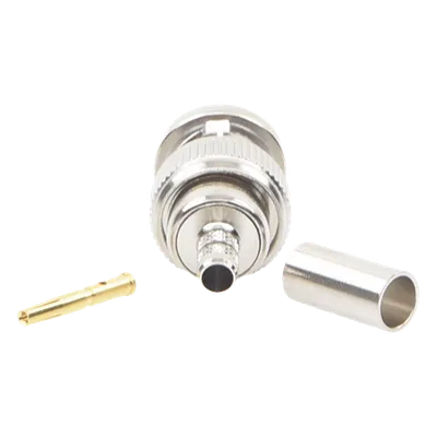 Conector BNC Macho Inverso / Anillo Plegable / Bronce Niquelado / Contacto Oro / Teflón / RG-58/U / RG-142/U
