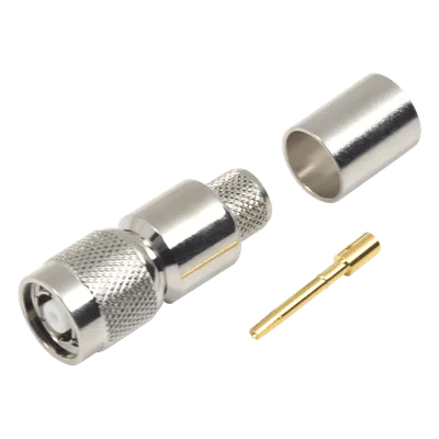 Conector TNC Macho Inverso / Anillo Plegable / Para RG-8/U y LMR-400 / Bronce Niquelado / Contacto Oro / Teflón