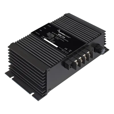 Convertidor DC-DC / Entrada 20-35 VDC / Salida 13.8 VDC 20A / Eficiencia 88% / Dimensiones 60x122x198 mm (2.4x4.8x7.8 pulg)