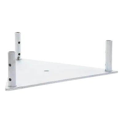 Base Triangular para Torre / Placa Acero 1/4' / Niple 3/4' Galvanizado / Peso 6 kg / Compatible STZ45