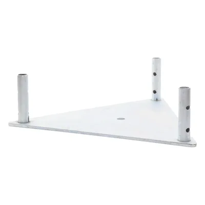 Base Triangular para Torre / Placa Acero 1/4' / Niple 3/4' Galvanizado / Peso 6 kg / Compatible STZ45