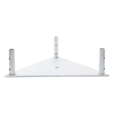 Base Triangular para Torre / Placa Acero 1/4' / Niple 3/4' Galvanizado / Peso 6 kg / Compatible STZ45