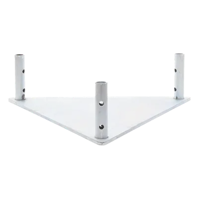 Base Triangular para Torre / Placa Acero 1/4' / Niple 3/4' Galvanizado / Peso 6 kg / Compatible STZ45