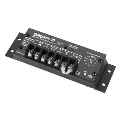 Controlador Solar para Iluminación / 20 A / 12 Vcc / 10 Opciones de Iluminación / Detección Automática Día/Noche / Regulación 14.1 V