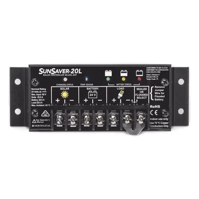 Controlador de Carga Solar PWM / 20 A / 12 VCC / Encapsulado Epóxico / Clase 1 Div 2 / Compensación de Temperatura