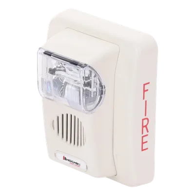 Sirena Estrobo / 24 Vcd / Multi-Candela 15-110 cd / Montaje en Pared / 5.0 x 4.5 x 2.5 pulgadas / Color Blanco