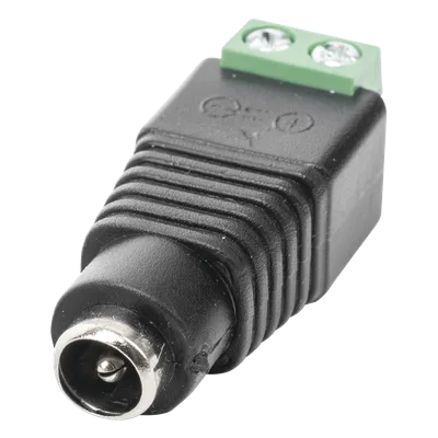 Adaptador de Alimentación DC / Jack Hembra 3.5 mm / Terminales Tornillo / Polarizado 12 Vcc / Pin Cobre 2.1 mm / Calibre 18 AWG