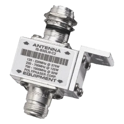 Protector Coaxial RF / 10 MHz a 1 GHz / 50 Ω / Conectores N Hembra / Bloqueo DC / 20 kA / 1,500 W