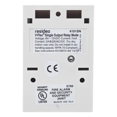 Módulo de Relevador Direccionable / 1 Salida Forma C / Zona Auxiliar Supervisada / Bucle V-Plex / 2A a 28 VCA/VCC