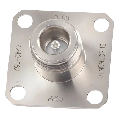Conector N Hembra / Cambio Rápido QC / No-Soldable / Panel 4 Perforaciones 18 mm / 0.71 in / Níquel-Plata-Teflón